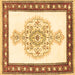 Square Persian Brown Traditional Rug, tr3958brn