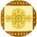 Round Persian Yellow Traditional Rug, tr3958yw