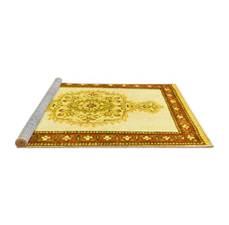 Sideview of Machine Washable Persian Yellow Traditional Rug, wshtr3958yw