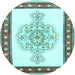 Round Persian Light Blue Traditional Rug, tr3958lblu