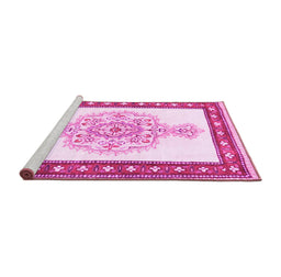 Sideview of Machine Washable Persian Pink Traditional Rug, wshtr3958pnk