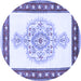 Round Persian Blue Traditional Rug, tr3958blu