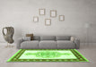 Machine Washable Persian Green Traditional Area Rugs in a Living Room,, wshtr3958grn