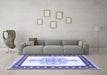 Machine Washable Persian Blue Traditional Rug in a Living Room, wshtr3958blu