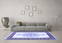 Machine Washable Persian Blue Traditional Rug, wshtr3958blu