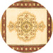 Round Persian Brown Traditional Rug, tr3958brn