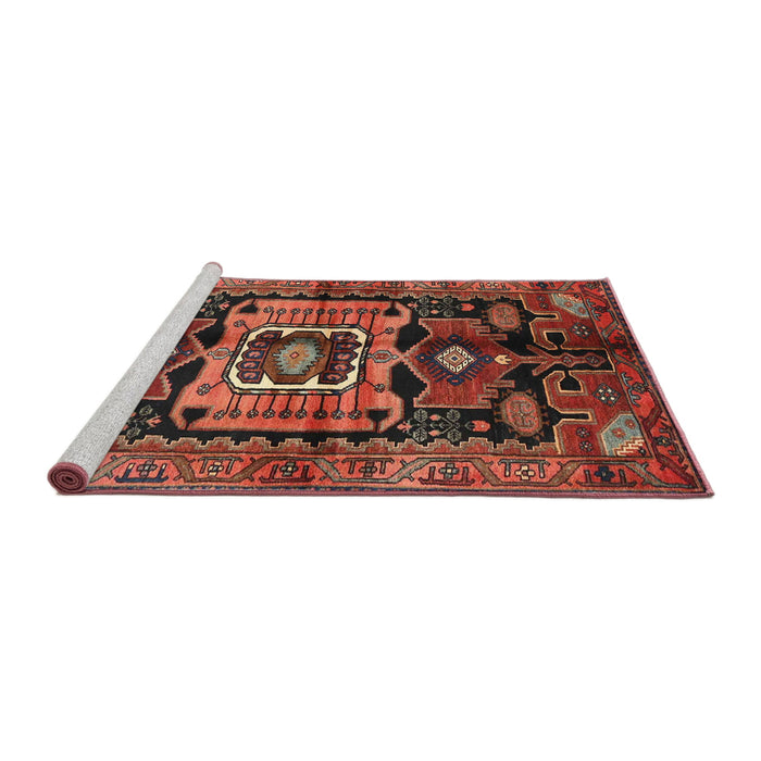 Sideview of Machine Washable Traditional Rust Pink Rug, wshtr3959