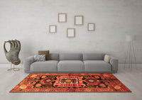 Machine Washable Persian Orange Traditional Rug, wshtr3959org