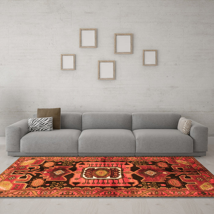 Machine Washable Persian Orange Traditional Area Rugs in a Living Room, wshtr3959org