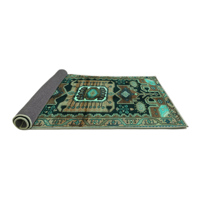 Sideview of Persian Turquoise Traditional Rug, tr3959turq
