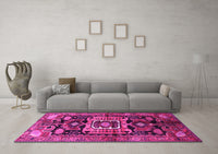 Machine Washable Persian Pink Traditional Rug, wshtr3959pnk