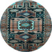 Round Persian Light Blue Traditional Rug, tr3959lblu