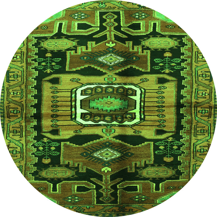 Square Persian Green Traditional Rug, tr3959grn