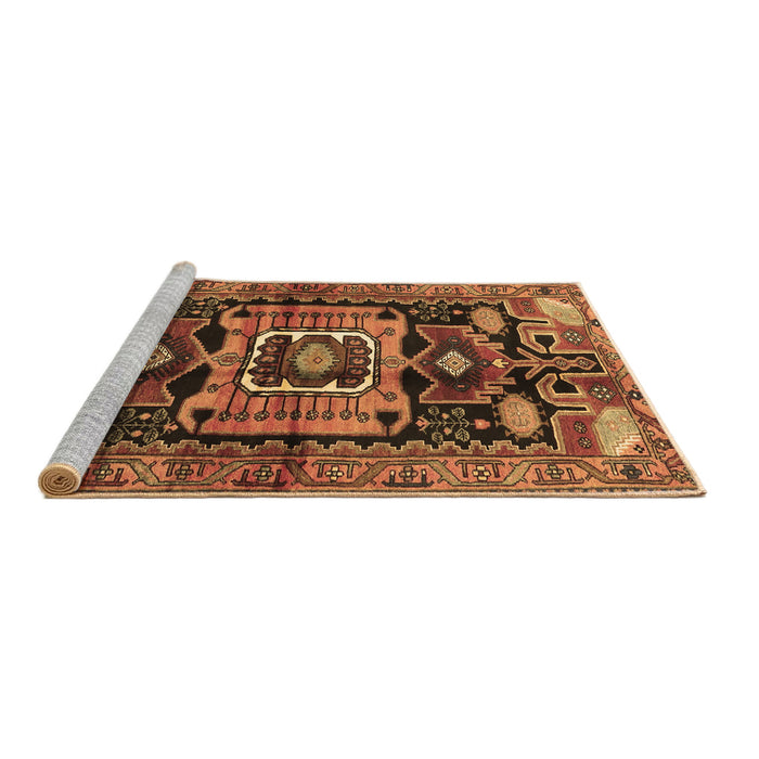 Sideview of Machine Washable Persian Brown Traditional Rug, wshtr3959brn