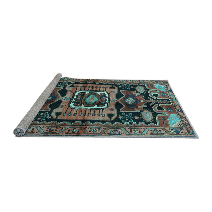 Sideview of Machine Washable Persian Light Blue Traditional Rug, wshtr3959lblu