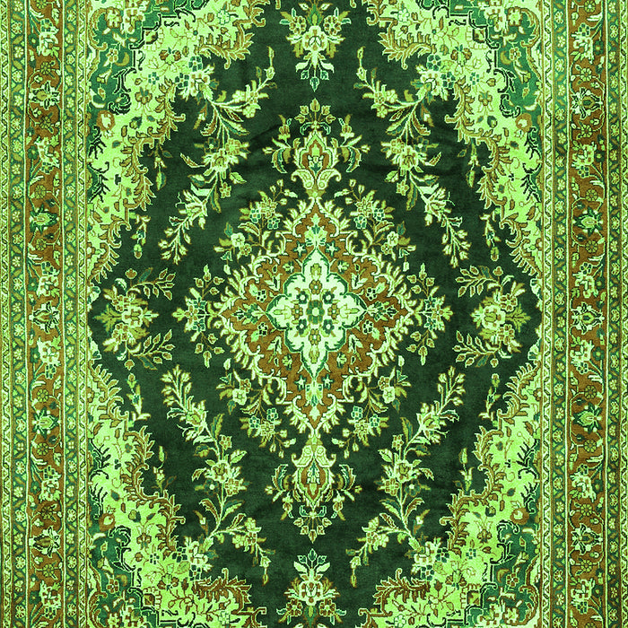 Serging Thickness of Machine Washable Medallion Green Traditional Area Rugs, wshtr395grn