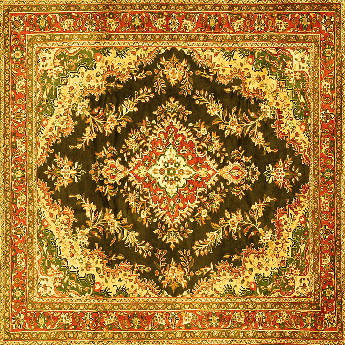 Square Medallion Yellow Traditional Rug, tr395yw