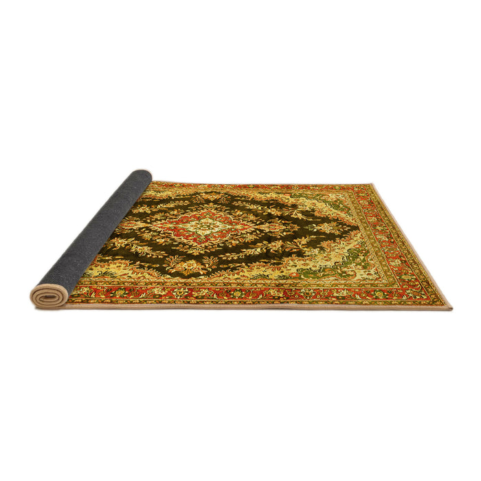 Sideview of Medallion Yellow Traditional Rug, tr395yw