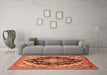 Machine Washable Medallion Orange Traditional Area Rugs in a Living Room, wshtr395org