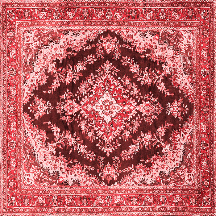 Machine Washable Medallion Red Traditional Rug, wshtr395red