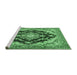 Sideview of Machine Washable Medallion Emerald Green Traditional Area Rugs, wshtr395emgrn