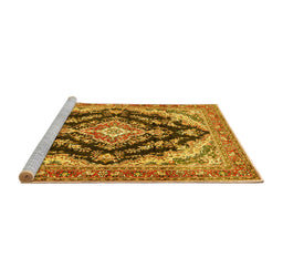 Sideview of Machine Washable Medallion Yellow Traditional Rug, wshtr395yw