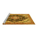 Sideview of Machine Washable Medallion Yellow Traditional Rug, wshtr395yw