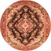 Square Medallion Orange Traditional Rug, tr395org