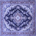 Square Medallion Blue Traditional Rug, tr395blu