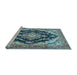 Sideview of Machine Washable Medallion Light Blue Traditional Rug, wshtr395lblu