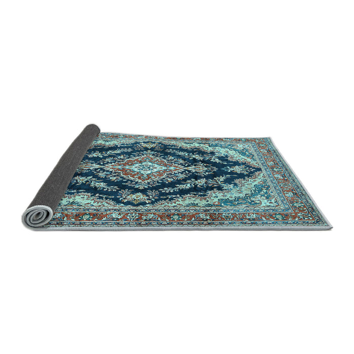 Sideview of Medallion Light Blue Traditional Rug, tr395lblu