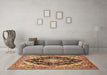 Machine Washable Medallion Brown Traditional Rug in a Living Room,, wshtr395brn