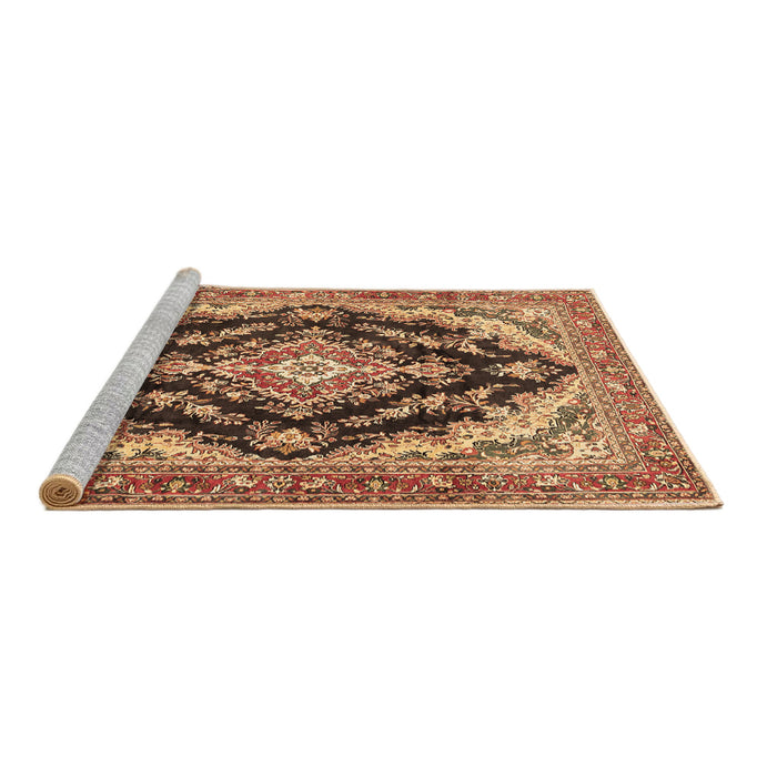 Sideview of Machine Washable Medallion Brown Traditional Rug, wshtr395brn