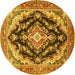 Round Medallion Yellow Traditional Rug, tr395yw