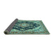 Sideview of Medallion Turquoise Traditional Rug, tr395turq