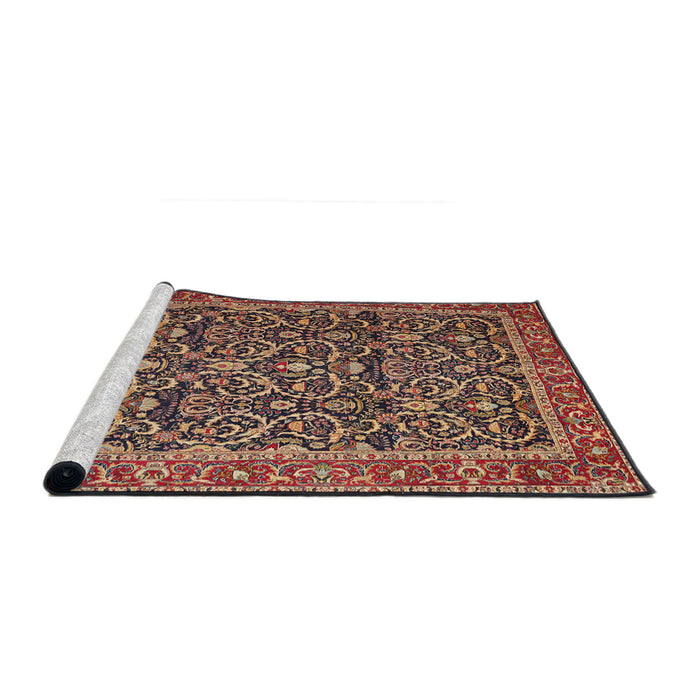 Sideview of Machine Washable Traditional Sand Brown Rug, wshtr396