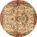 Round Machine Washable Persian Brown Traditional Rug, wshtr3960brn