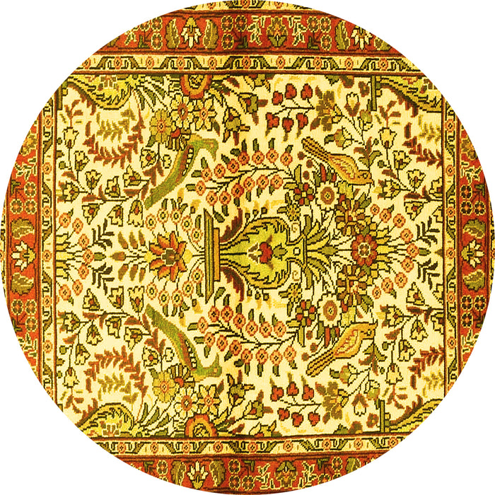 Round Persian Yellow Traditional Rug, tr3960yw