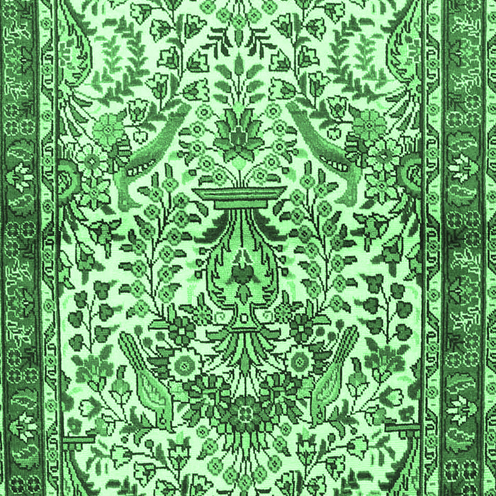 Machine Washable Persian Emerald Green Traditional Area Rugs, wshtr3960emgrn