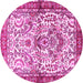 Round Machine Washable Persian Pink Traditional Rug, wshtr3960pnk