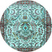 Round Machine Washable Persian Light Blue Traditional Rug, wshtr3960lblu