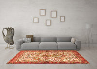 Machine Washable Persian Orange Traditional Rug, wshtr3960org