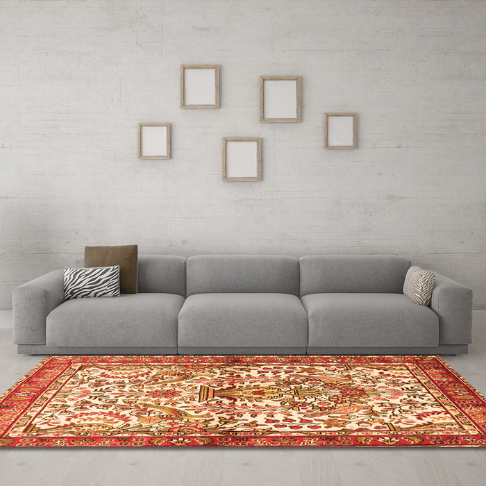 Machine Washable Persian Orange Traditional Area Rugs in a Living Room, wshtr3960org