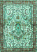 Machine Washable Persian Turquoise Traditional Area Rugs, wshtr3960turq