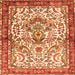 Round Machine Washable Persian Orange Traditional Area Rugs, wshtr3960org