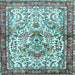 Square Machine Washable Persian Light Blue Traditional Rug, wshtr3960lblu