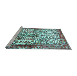 Sideview of Machine Washable Persian Light Blue Traditional Rug, wshtr3960lblu