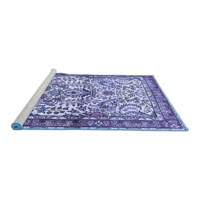Sideview of Machine Washable Persian Blue Traditional Rug, wshtr3960blu