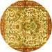 Round Machine Washable Persian Yellow Traditional Rug, wshtr3960yw