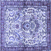 Square Machine Washable Persian Blue Traditional Rug, wshtr3960blu